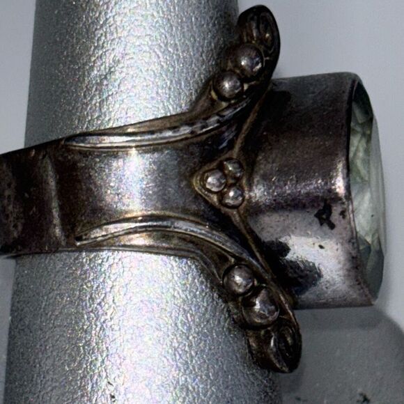 VIntage sajen silver wrap ring blue topaz semi precious stone Sz 8 - Picture 2 of 11